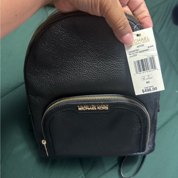 Michael Kors Black Pebbled Leather Backpack - Picture 1 of 3